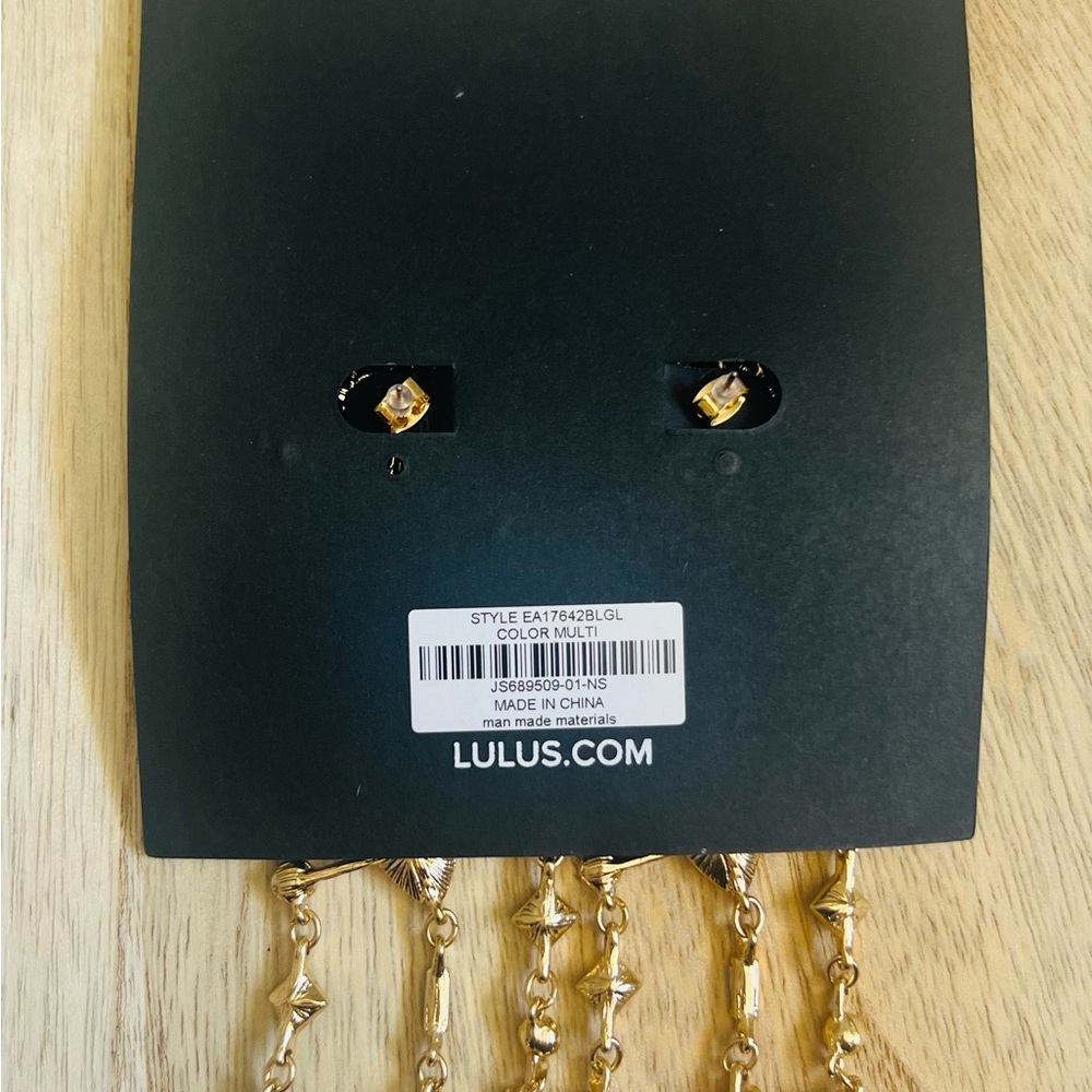 NEW Lulu's Gold and Blue Statement Earrings✨ - Picture 8 of 8